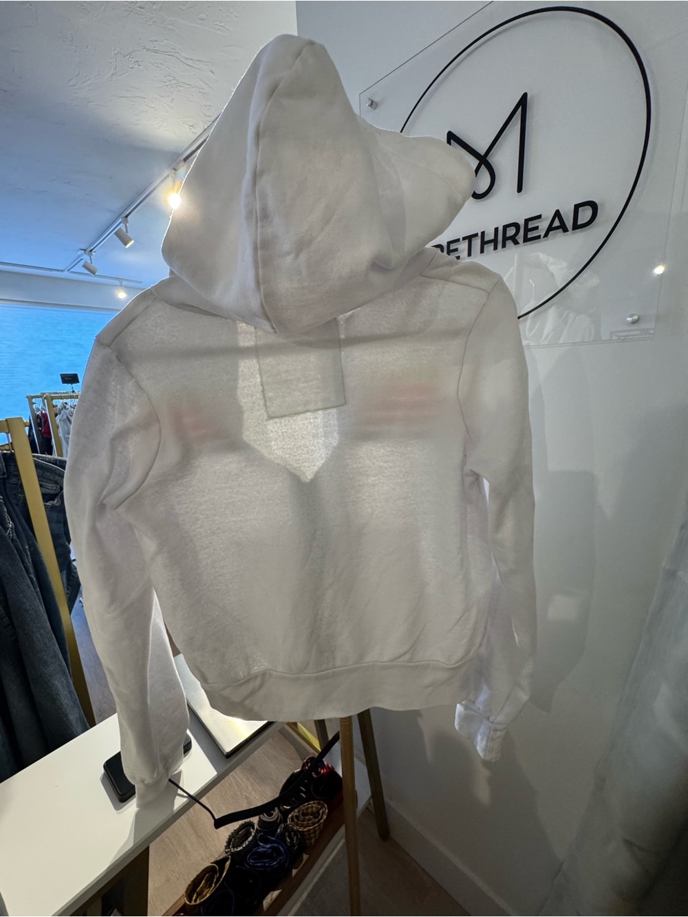 Aviator Nation White Hoodie with Rainbow Stripe Accents Size XS Fair Condition - Picture 9 of 9